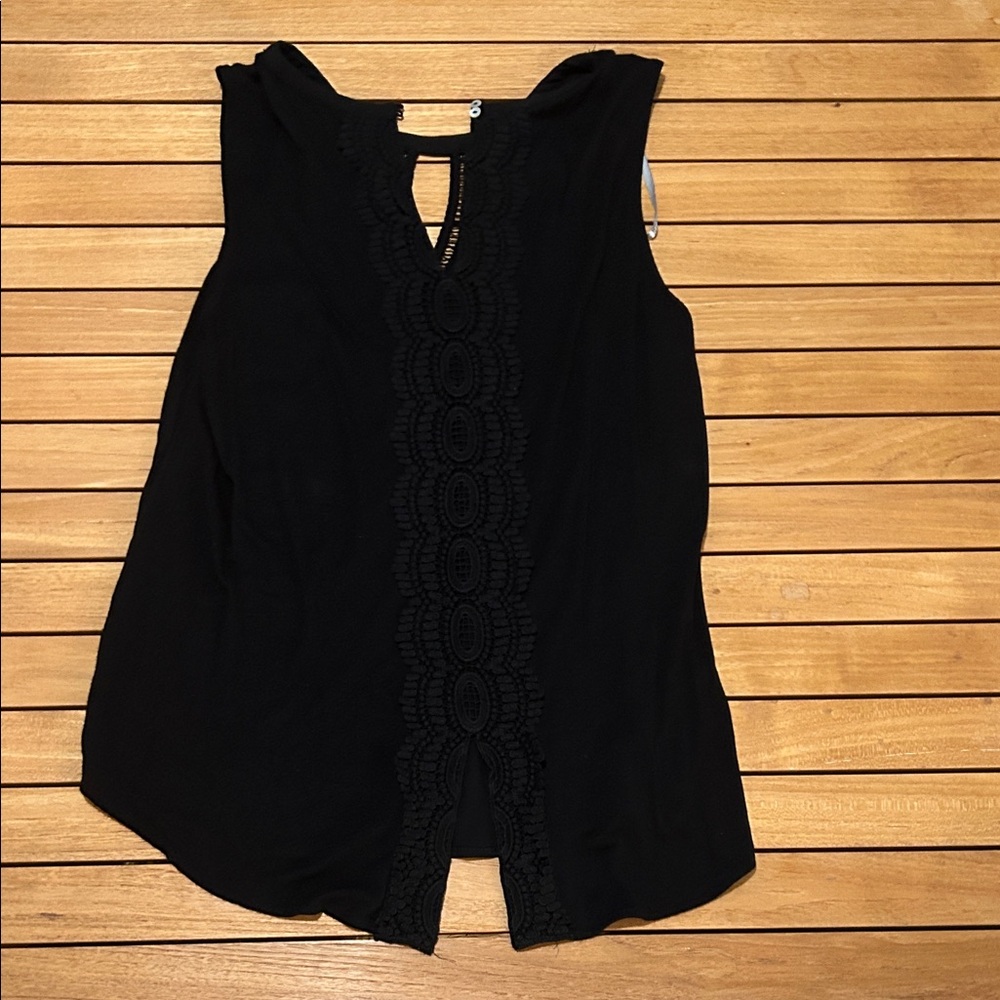 Daniel Rainn Black Sleeveless Top with Lace Detail